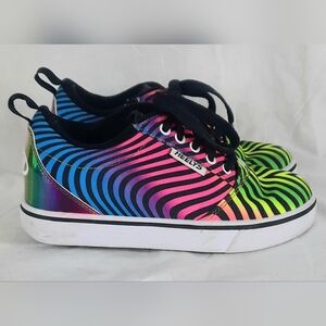 Heelys Youth Girls Shoes With Wheels Size 3 Y Colorful Lines Rainbow Neon Lace